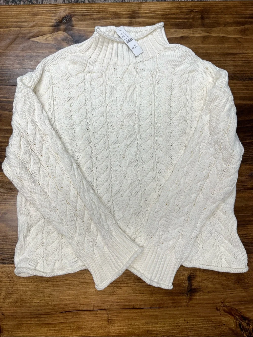 J. Crew 2025 Rollneck™ cable-knit sweater in Ivory Size Large NWT